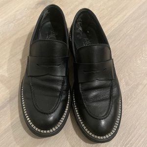 Worn AGL Black Loafers with Silver Lining (Comes with Box)